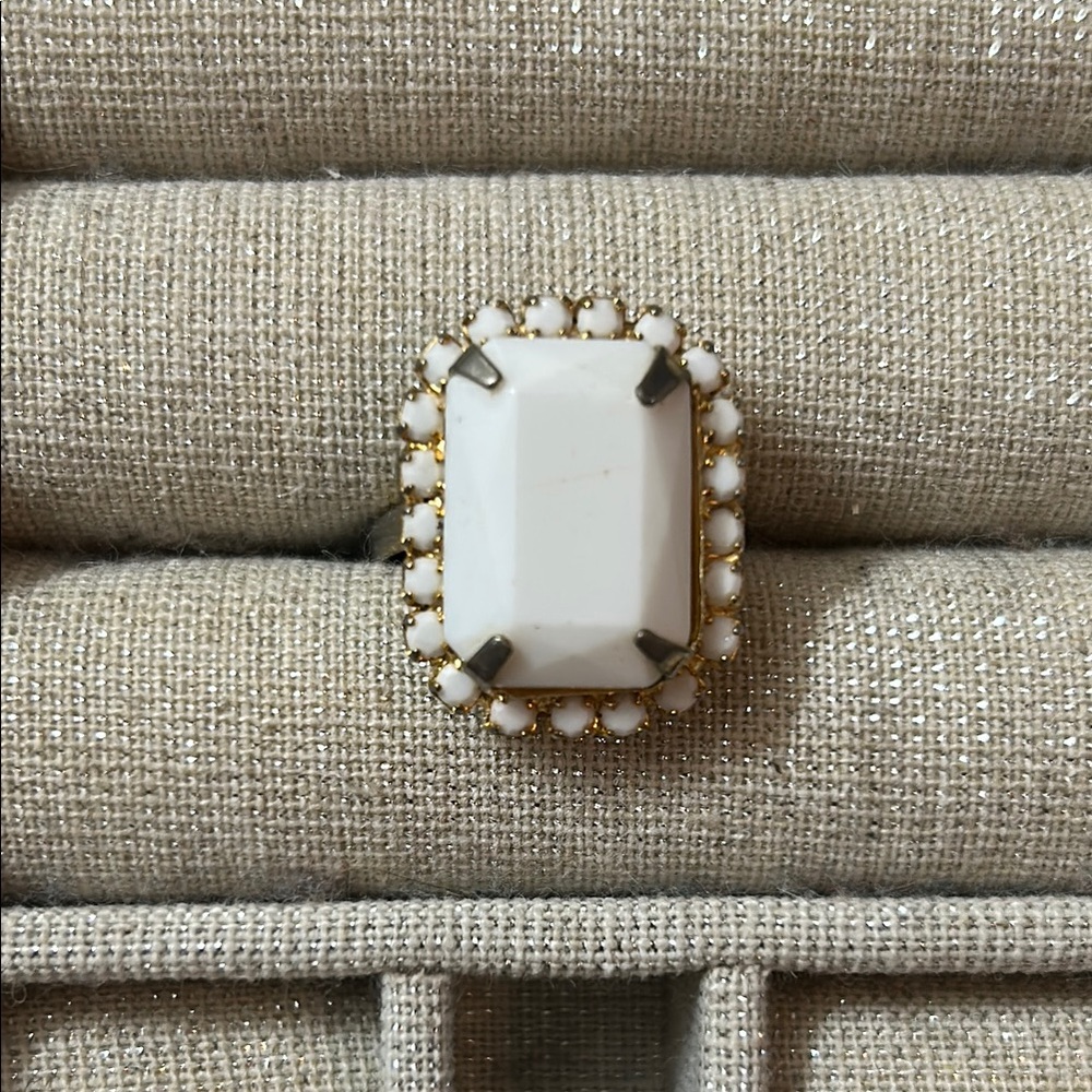 Elegant White Gemstone Costume Ring